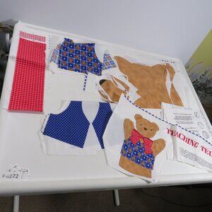 SEWING PROJECT “Teaching Teddy” Teddy Bear Hand Puppet Fabric Panel 1990s